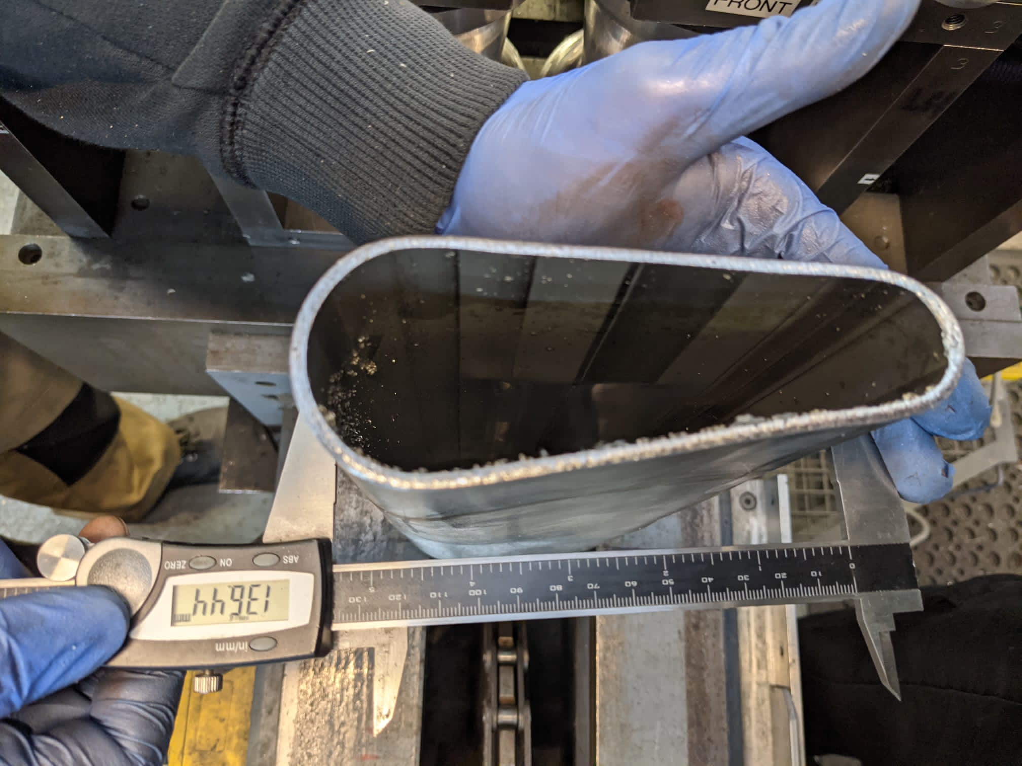 Custom-made handrail formed in a unique teardrop design