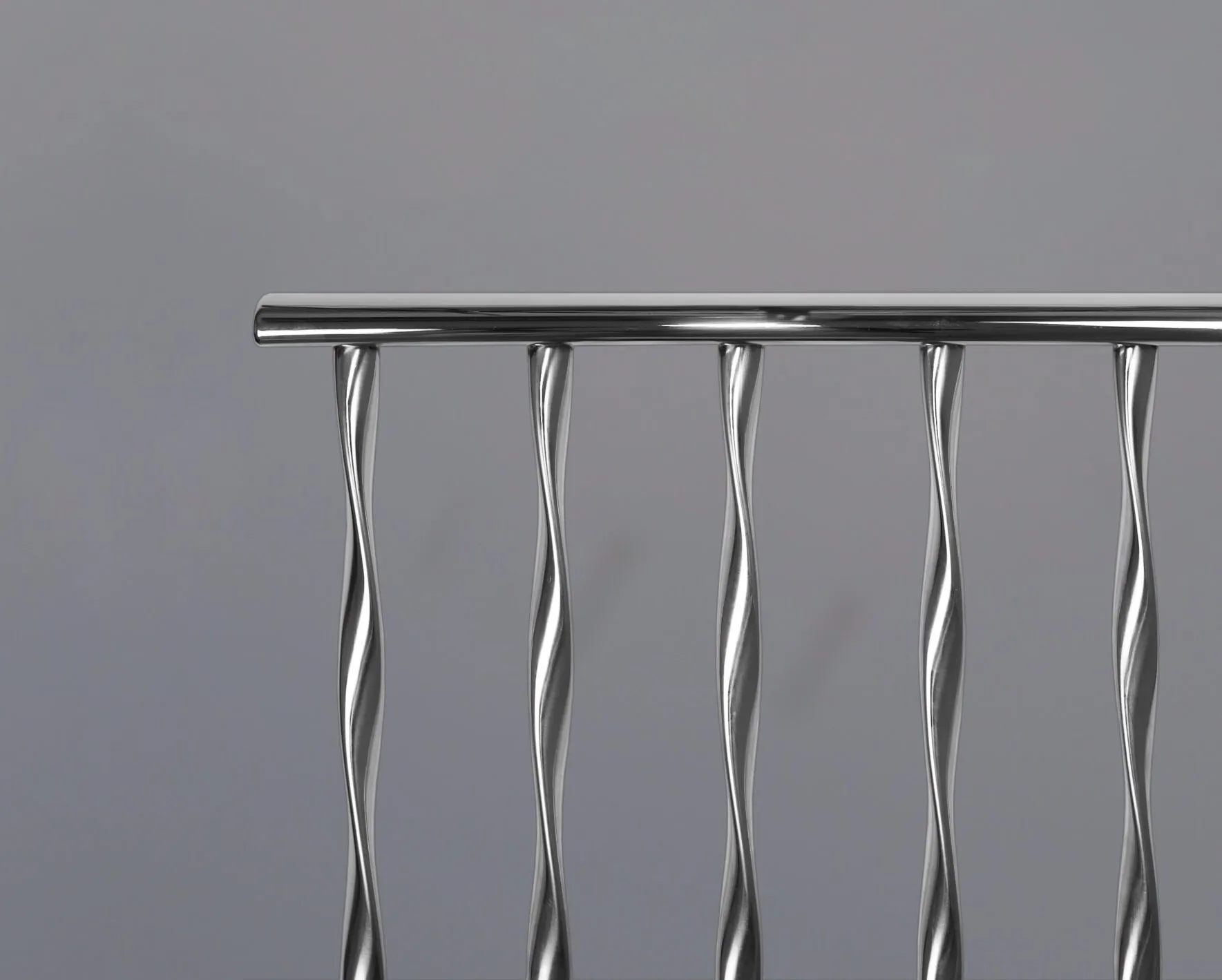 D-Shaped metal tubing balustrade with twisted oval tubing spindles