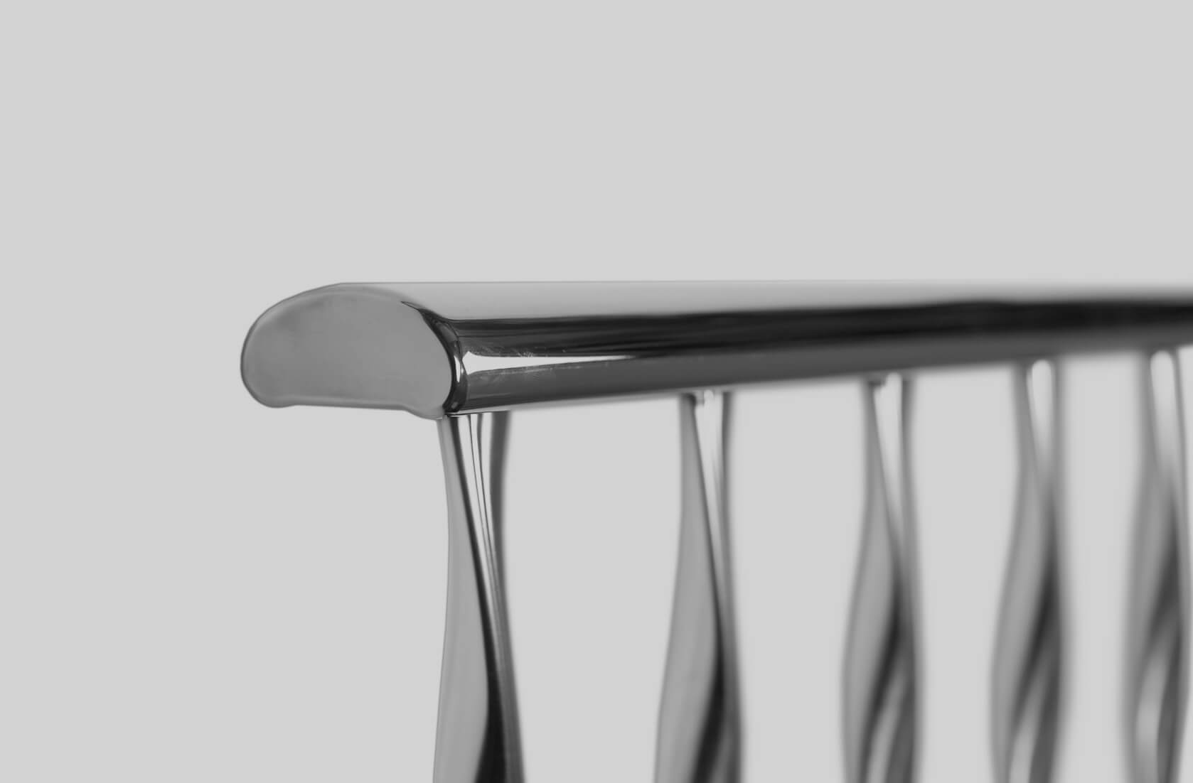 D-Shaped metal tubing balustrade with twisted oval tubing spindles