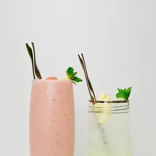 stainless steel drinking straws with a twisted effect